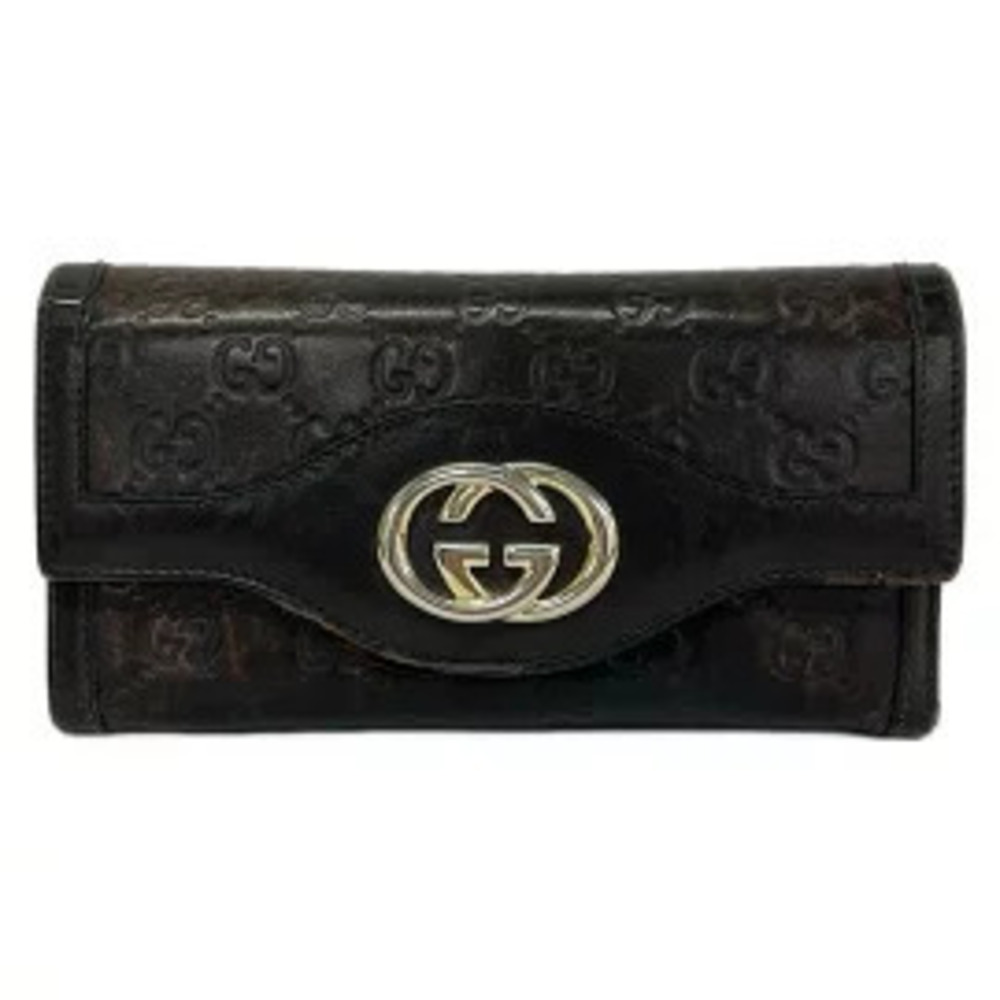 Gucci Sukey Guccissima Long Wallet Dark Brown Leather
